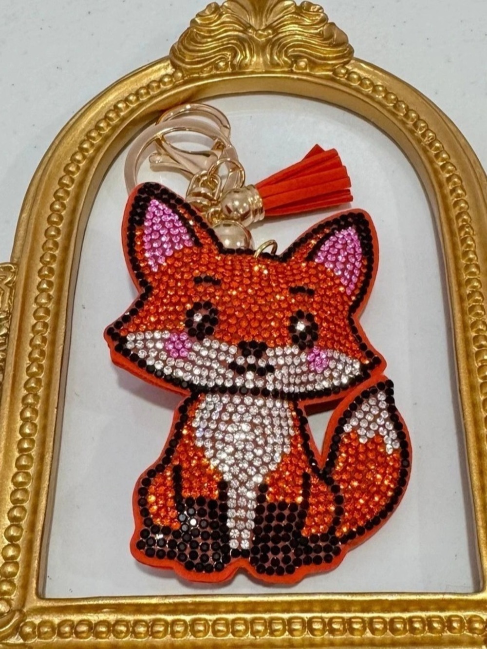 New Fox Rhinestone Keychain Orange & Black - Picture 4 of 5